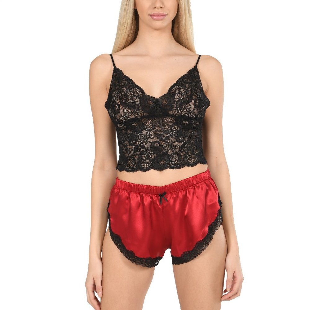 Satin Pajama Set for Women, Sexy Ultra Soft Pajamas Cami Shorts, 2 Piece PJ Sets